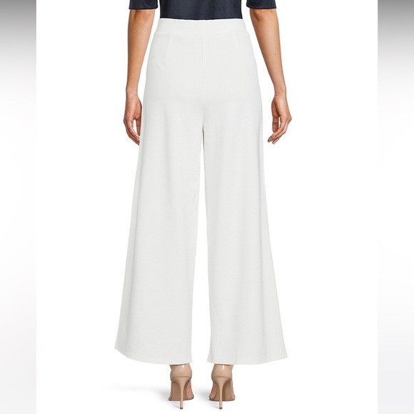 Saks Fifth Patrizia Luca Solid White Wide Leg Pants Elastic Stretch Palazzo S - Picture 2 of 7